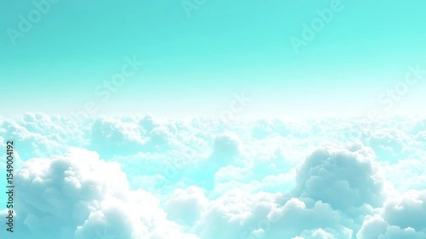 Fototapeta Sky high view of fluffy clouds under bright blue sky in sunny day beautiful horizon