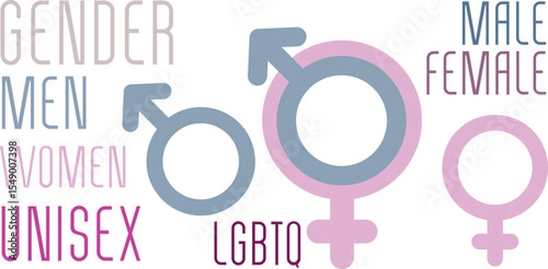 Obraz Gender symbol on pastel pink and blue.
