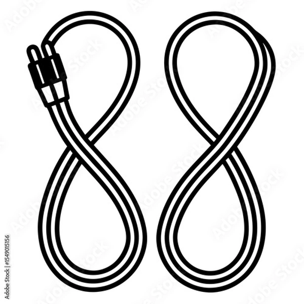 Obraz Double Cable Loop: Two intertwined cables form elegant figure-eight shapes, creating a visually appealing and symbolic image of connection, continuity, and infinity.