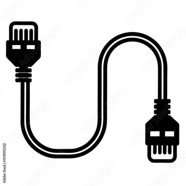 Obraz Network Cable: A modern, illustrative depiction of a black network cable. Perfectly capturing the essential element for connectivity and data transfer in the digital realm.