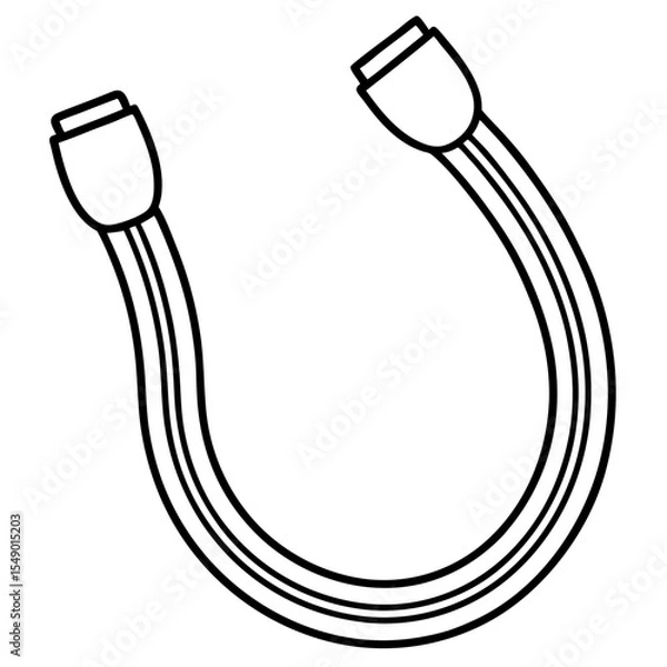 Obraz Data Cable: A simple, high-contrast illustration showcases a data cable, its connectors and wires depicted with clean lines and bold outlines. 