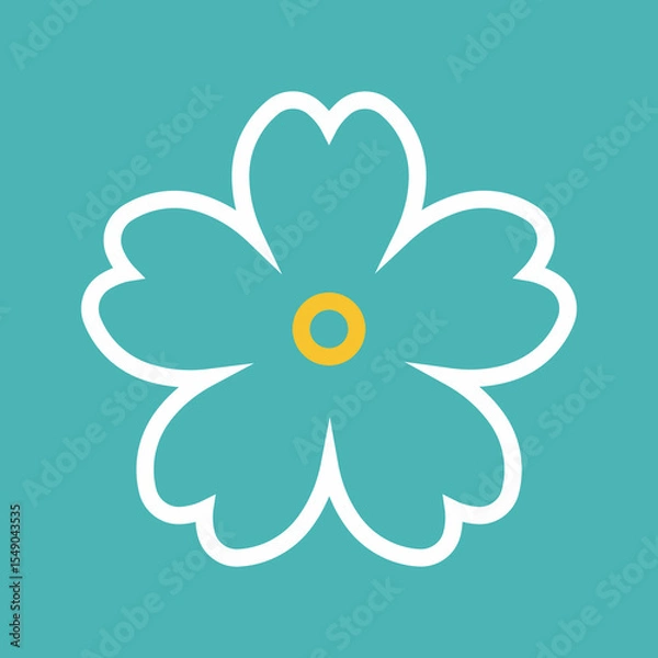 Obraz Flower icon. Retro spring summer white flower icon design. Camomile icon set. Cute round flower plant collection isolated on white background.