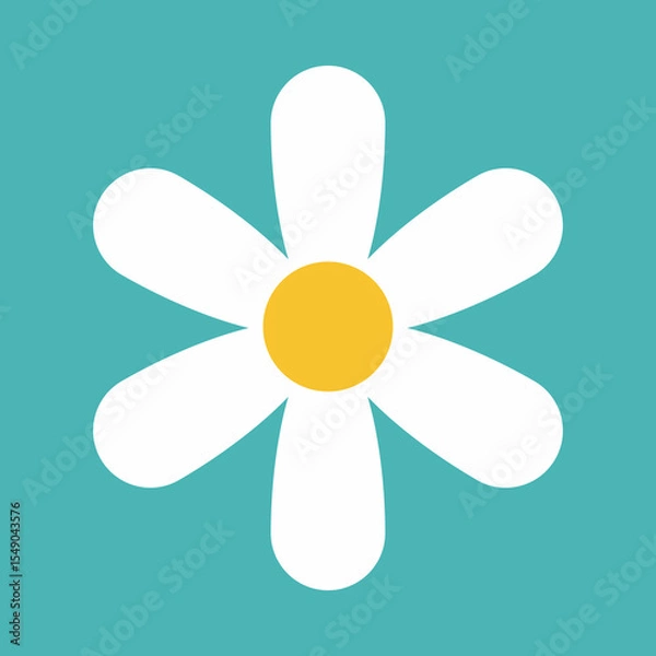 Obraz Flower icon. Retro spring summer white flower icon design. Camomile icon set. Cute round flower plant collection isolated on white background.