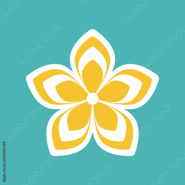 Obraz Flower icon. Retro spring summer white flower icon design. Camomile icon set. Cute round flower plant collection isolated on white background.