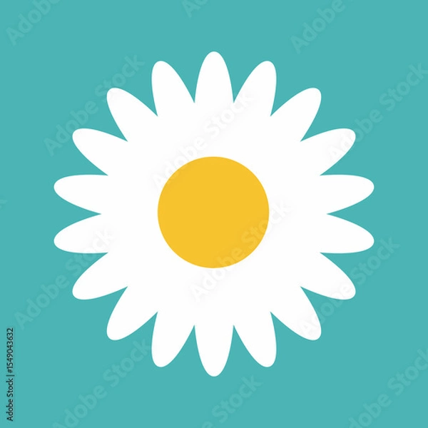 Obraz Flower icon. Retro spring summer white flower icon design. Camomile icon set. Cute round flower plant collection isolated on white background.