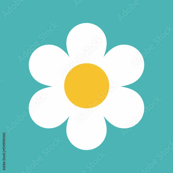Obraz Flower icon. Retro spring summer white flower icon design. Camomile icon set. Cute round flower plant collection isolated on white background.