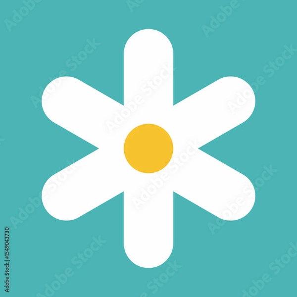 Obraz Flower icon. Retro spring summer white flower icon design. Camomile icon set. Cute round flower plant collection isolated on white background.