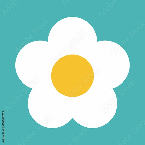 Obraz Flower icon. Retro spring summer white flower icon design. Camomile icon set. Cute round flower plant collection isolated on white background.