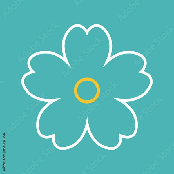 Obraz Flower icon. Retro spring summer white flower icon design. Camomile icon set. Cute round flower plant collection isolated on white background.
