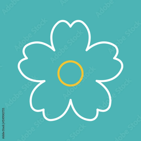 Obraz Flower icon. Retro spring summer white flower icon design. Camomile icon set. Cute round flower plant collection isolated on white background.