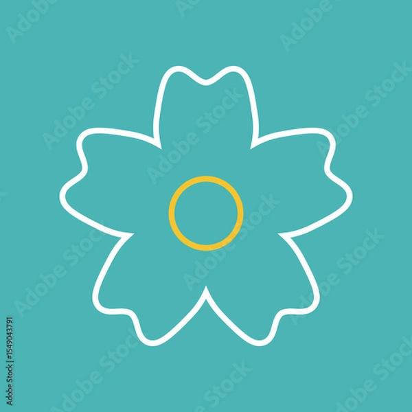 Obraz Flower icon. Retro spring summer white flower icon design. Camomile icon set. Cute round flower plant collection isolated on white background.