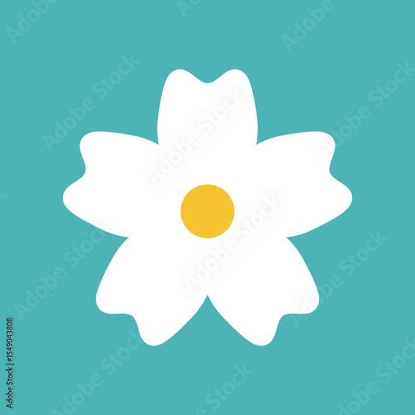 Obraz Flower icon. Retro spring summer white flower icon design. Camomile icon set. Cute round flower plant collection isolated on white background.