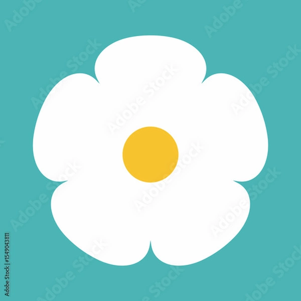 Obraz Flower icon. Retro spring summer white flower icon design. Camomile icon set. Cute round flower plant collection isolated on white background.