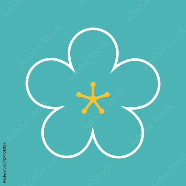 Obraz Flower icon. Retro spring summer white flower icon design. Camomile icon set. Cute round flower plant collection isolated on white background.