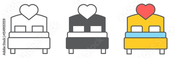 Fototapeta Love bed icon collection, valentines day and sex, bed with heart sign vector set graphics, editable stroke linear icon, eps 10