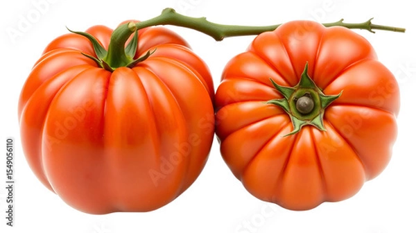 Obraz Ripe heirloom ribbed beefsteak tomato (Solanum lycopersicum fruit)  isolated png