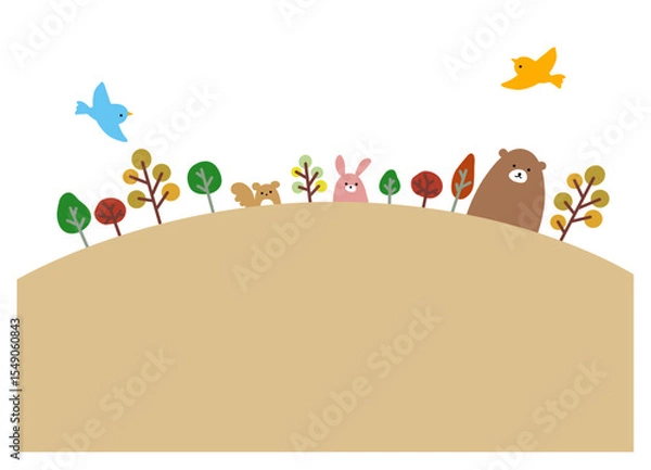 Obraz 秋のお山の動物たち