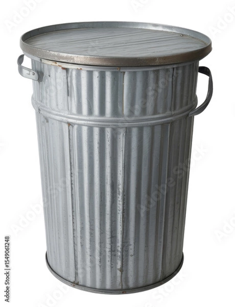 Obraz metal trash can on white background.