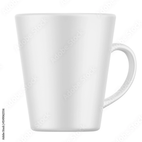 Obraz A plain white mug with a handle, suitable for beverages like coffee or tea.