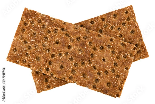 Obraz Crispbread crackers, crispy buckwheat bread isolated on a transparent background. Full depth of field. Top view. PNG.