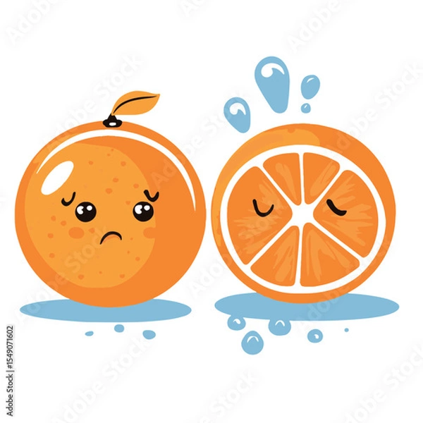 Fototapeta A simple vector graphic of an orange half