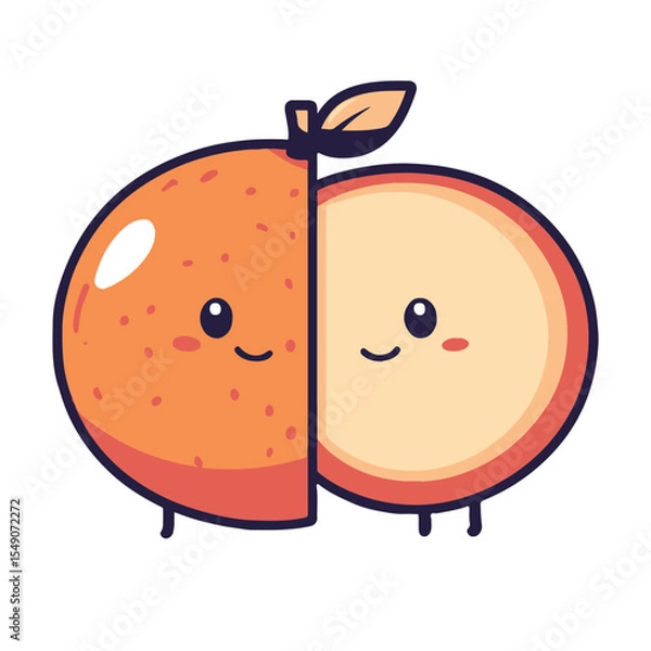 Fototapeta A simple vector graphic of an orange half