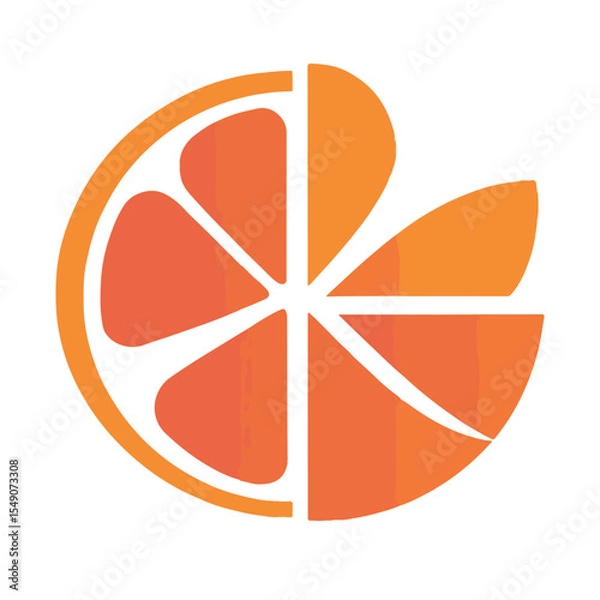 Fototapeta A simple vector graphic of an orange half