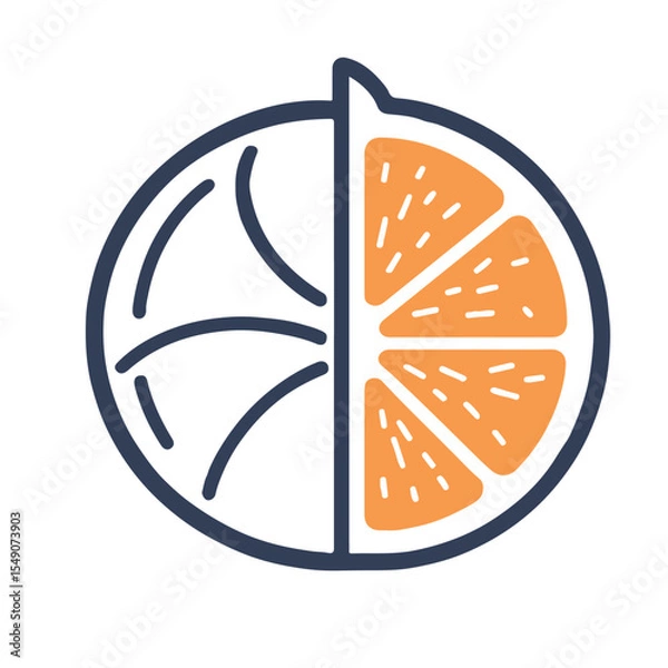 Fototapeta A simple vector graphic of an orange half