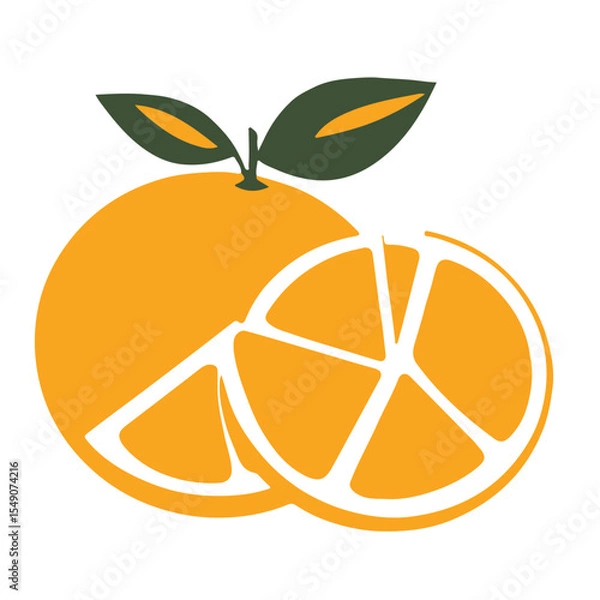 Fototapeta A simple vector graphic of an orange half