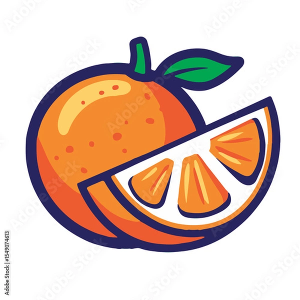 Fototapeta A simple vector graphic of an orange half