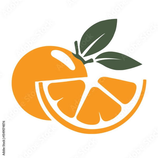 Fototapeta A simple vector graphic of an orange half