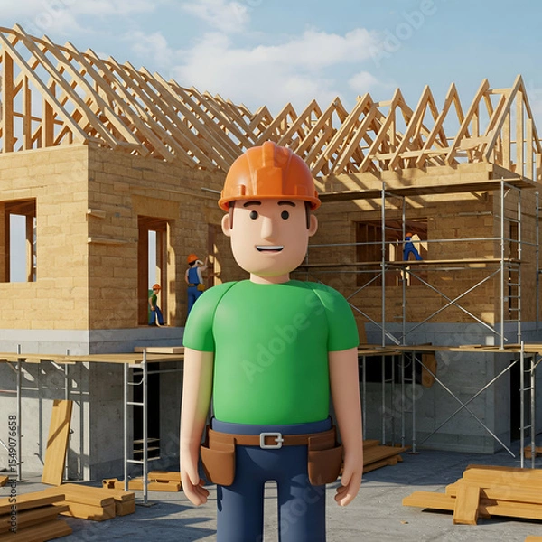 Fototapeta construction worker on construction site