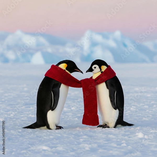 Fototapeta two penguins on ice