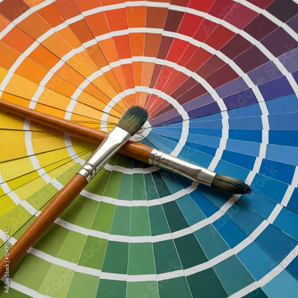 Fototapeta Color palette and brushes
