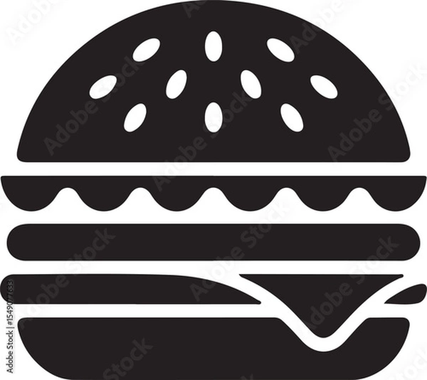 Fototapeta Flat minimalist fast food burger glyph in filled style
