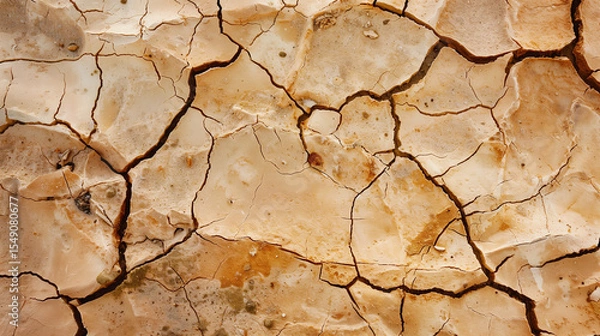 Obraz Macro Photograph of Parched Earth Texture: Extreme Close-Up Revealing Deep Fissures and Geological Stratification Under Intense Sunlight