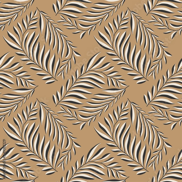 Fototapeta Trendy minimalist seamless botanical pattern with abstract creative hand drawn composition