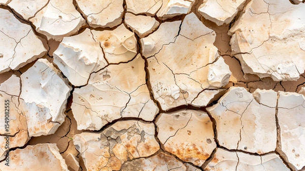 Obraz Macro Photograph of Parched Earth Texture: Extreme Close-Up Revealing Deep Fissures and Geological Stratification Under Intense Sunlight