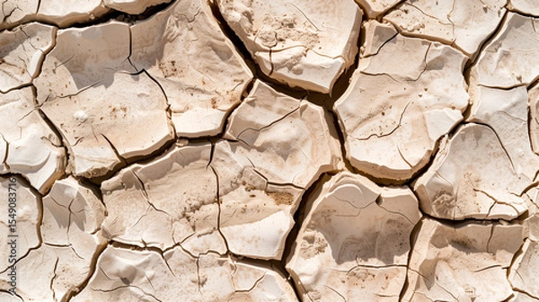 Obraz Macro Photograph of Parched Earth Texture: Extreme Close-Up Revealing Deep Fissures and Geological Stratification Under Intense Sunlight