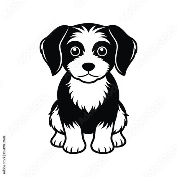 Obraz  Cute puppy silhouette vector illustration icon