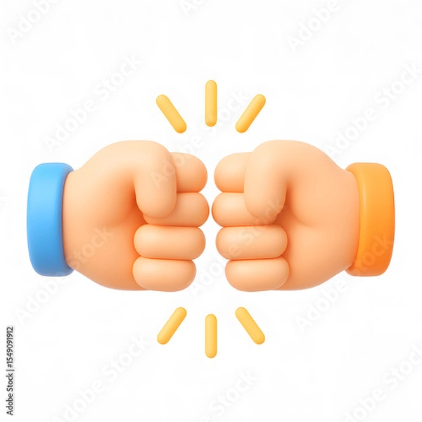 Obraz 3D Fist Bump Icon on a White Background