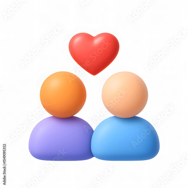 Obraz 3D Friendship Icon on a White Background