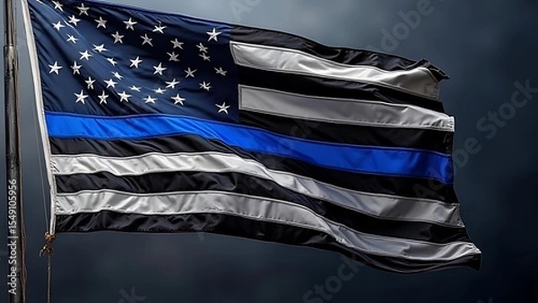 Obraz Thin Blue Line Flag: American Flag Variation