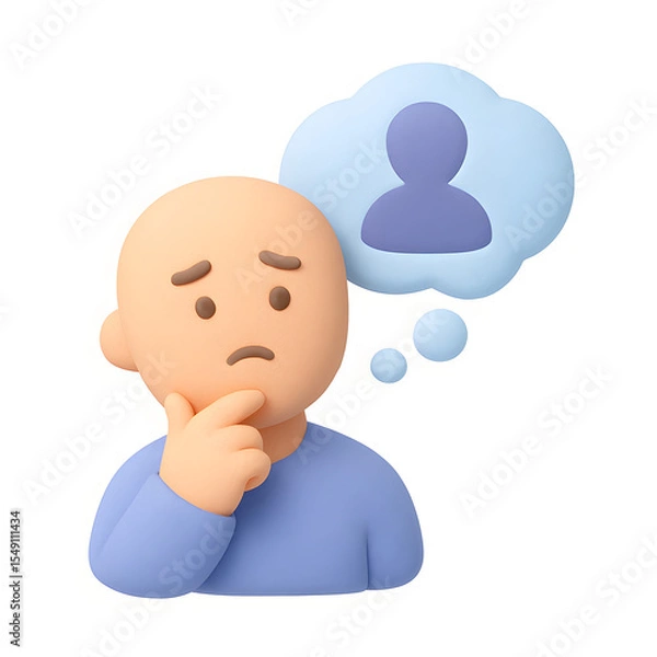 Obraz 3D Thinking About Someone Else Icon on a White Background