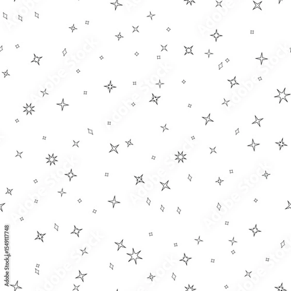 Fototapeta Vector seamless pattern hand drawn stars covering white surface, suitable for gift wrap, wallpaper, scrapbook design, textile prints, web graphics