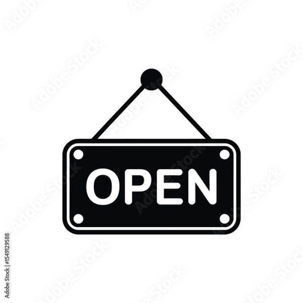 Obraz Black and White Open Sign Hanging on a White Background