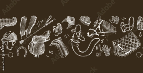 Fototapeta Horse riding seamless border vector