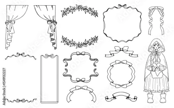 Obraz リボンフレームと赤ずきん