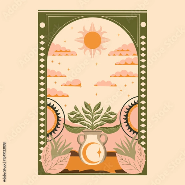 Obraz modern stylish illustration in boho country style. for printing on clothes or fabric	
