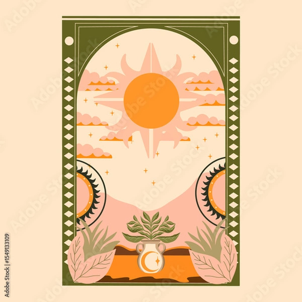 Obraz modern stylish illustration in boho country style. for printing on clothes or fabric	